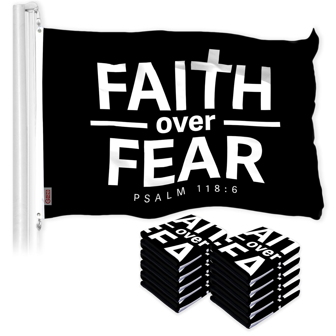 G128 10 Pack: Faith over Fear Flag | 3x5 Ft | LiteWeave Pro Series Printed 150D Polyester | Indoor/Outdoor, Vibrant Colors, Brass Grommets